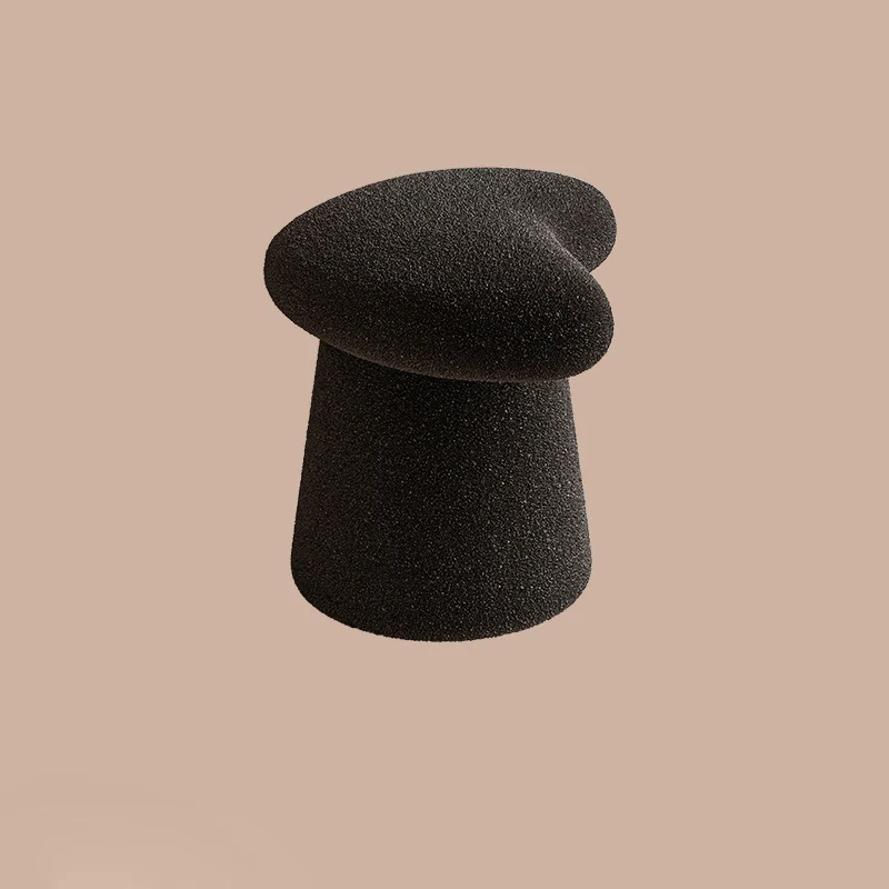 Modern Minimalist Solid Wood Plywood & Sherpa Fabric Whale-Tail Cushion Vanity Stool With Cylindrical Base For Bedroom