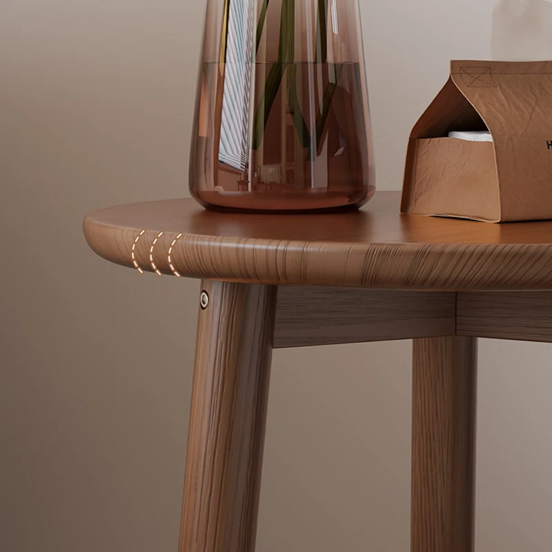 Traditional Vintage Rubber Wood Round Cylinder End Table 2-Tier For Living Room