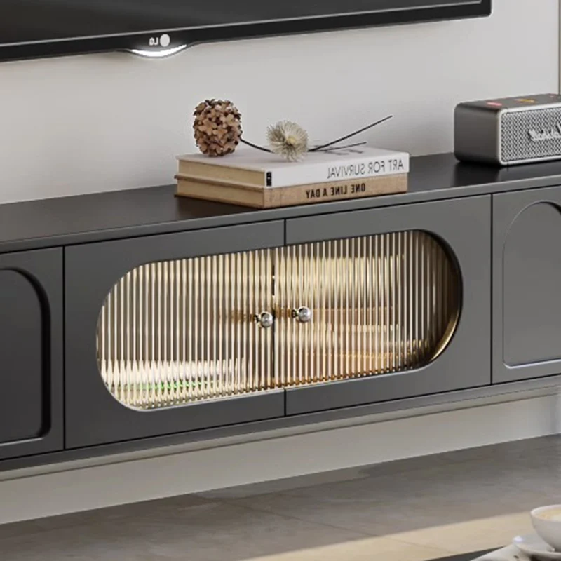 Traditional French Particle Board MDF Stainless Steel Glass Cylindrical Rectangular TV Stand With 2 Drawers For Living Room