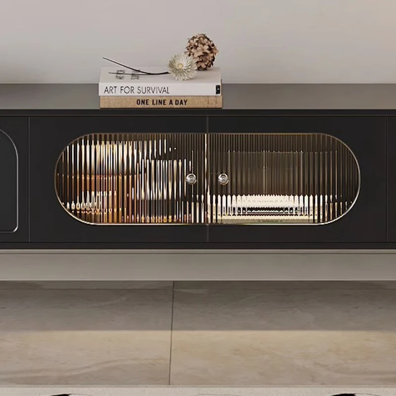 Traditional French Particle Board MDF Stainless Steel Glass Cylindrical Rectangular TV Stand With 2 Drawers For Living Room