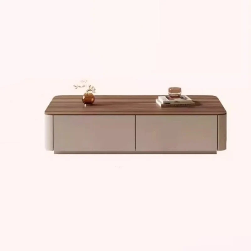 Traditional French Solid Wood Eco Board Rounded Rectangular TV Stand With 2/3 Drawers For Living Room