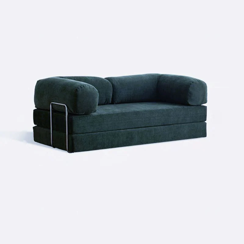 Modern Minimalist Stainless Steel Fabric Corduroy Curved Square Sofa With Backrest & Armrests For Living Room