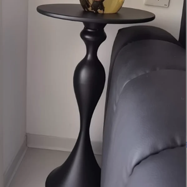 Contemporary Scandinavian Iron Round Gourd-Shaped Side Table 1-Tier For Living Room