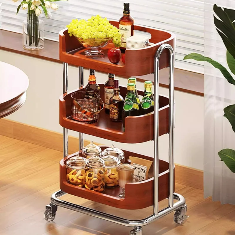 Contemporary Retro Rectangular Composite Board Plywood Carbon Steel Movable End Table 2/3-Tier For Living Room