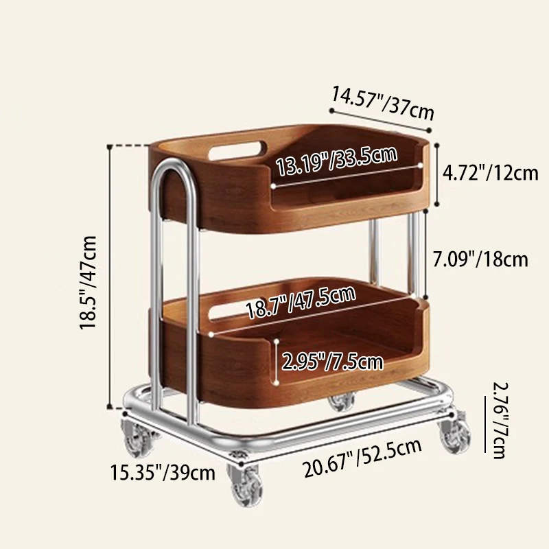 Contemporary Retro Rectangular Composite Board Plywood Carbon Steel Movable End Table 2/3-Tier For Living Room