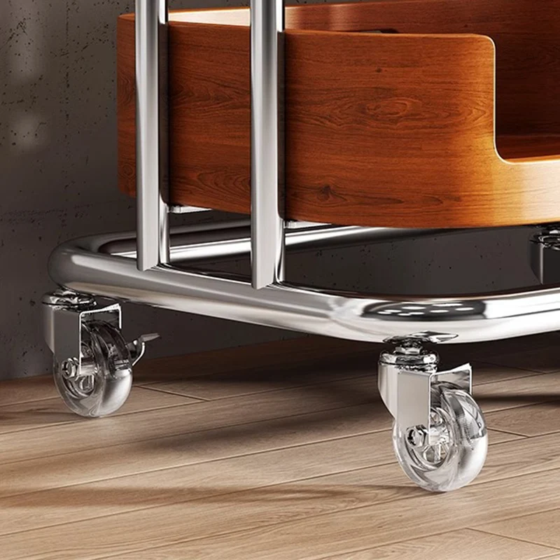 Contemporary Retro Rectangular Composite Board Plywood Carbon Steel Movable End Table 2/3-Tier For Living Room