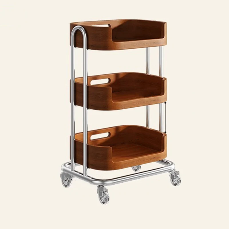 Contemporary Retro Rectangular Composite Board Plywood Carbon Steel Movable End Table 2/3-Tier For Living Room
