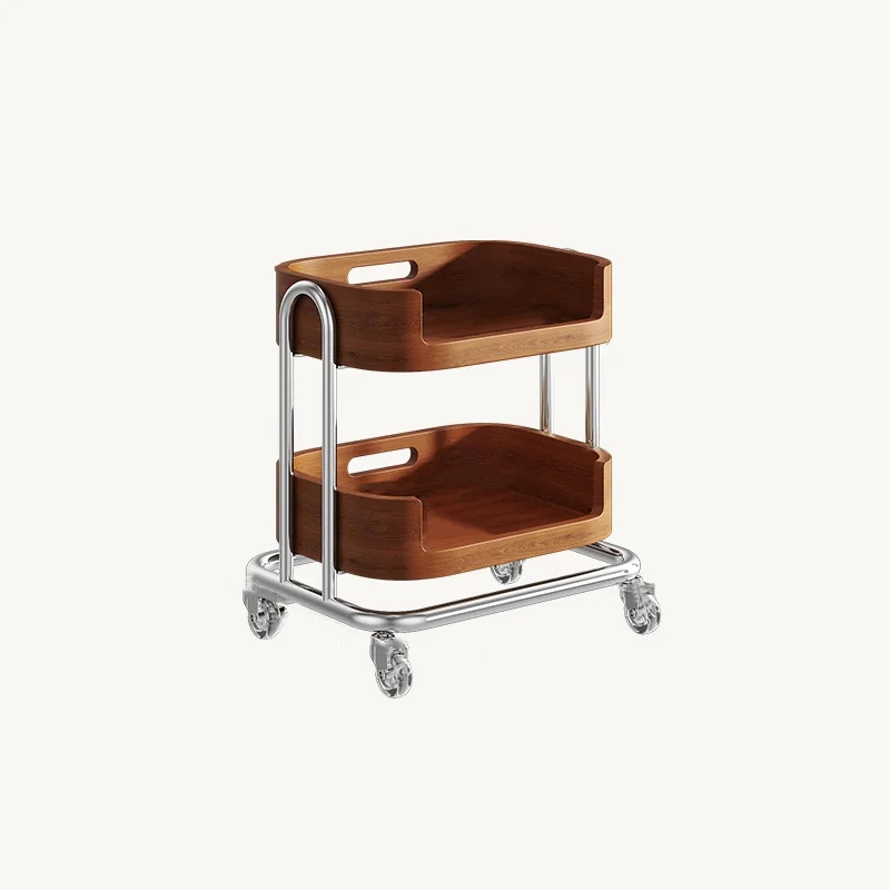 Contemporary Retro Rectangular Composite Board Plywood Carbon Steel Movable End Table 2/3-Tier For Living Room