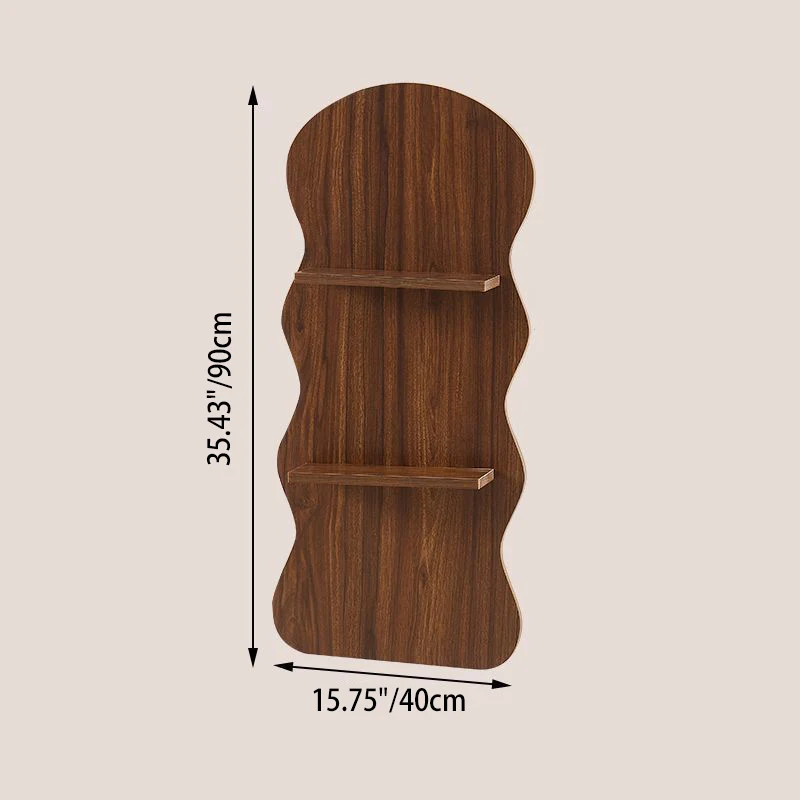Contemporary Creative Engineered Wood Wavy Curved Display Shelf 2/3/4-Tier For Living Room