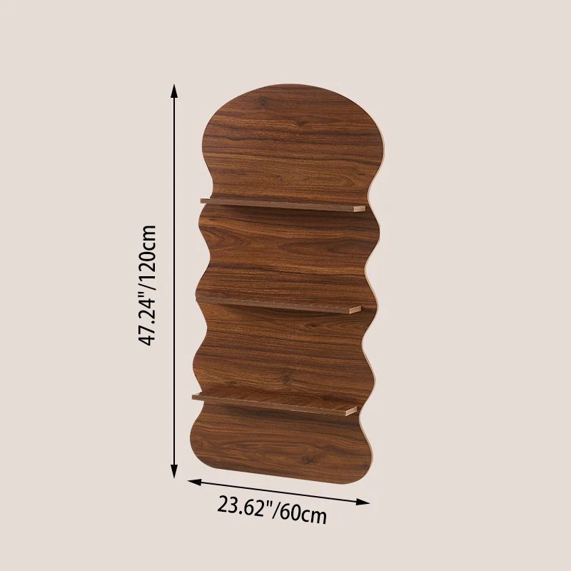 Contemporary Creative Engineered Wood Wavy Curved Display Shelf 2/3/4-Tier For Living Room