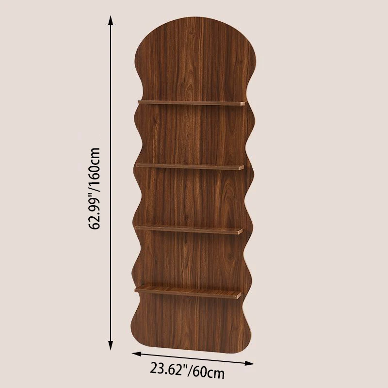 Contemporary Creative Engineered Wood Wavy Curved Display Shelf 2/3/4-Tier For Living Room