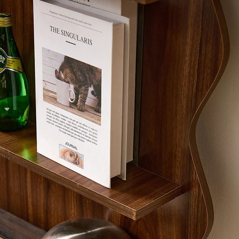 Contemporary Creative Engineered Wood Wavy Curved Display Shelf 2/3/4-Tier For Living Room