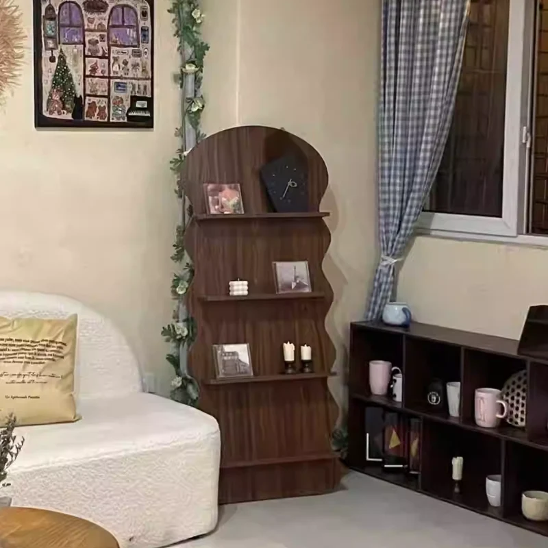 Contemporary Creative Engineered Wood Wavy Curved Display Shelf 2/3/4-Tier For Living Room