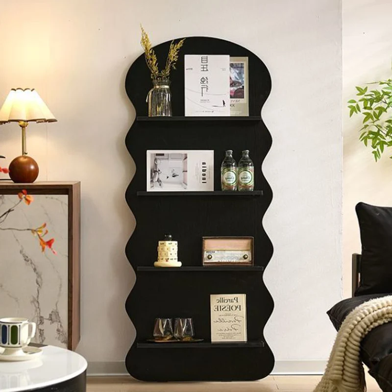 Contemporary Creative Engineered Wood Wavy Curved Display Shelf 2/3/4-Tier For Living Room
