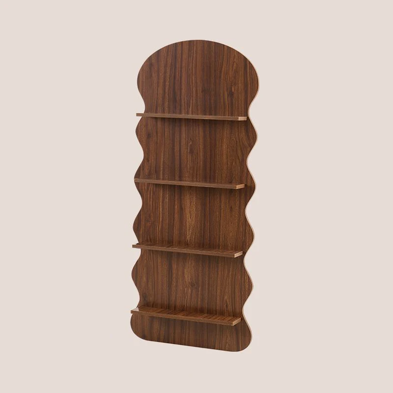 Contemporary Creative Engineered Wood Wavy Curved Display Shelf 2/3/4-Tier For Living Room