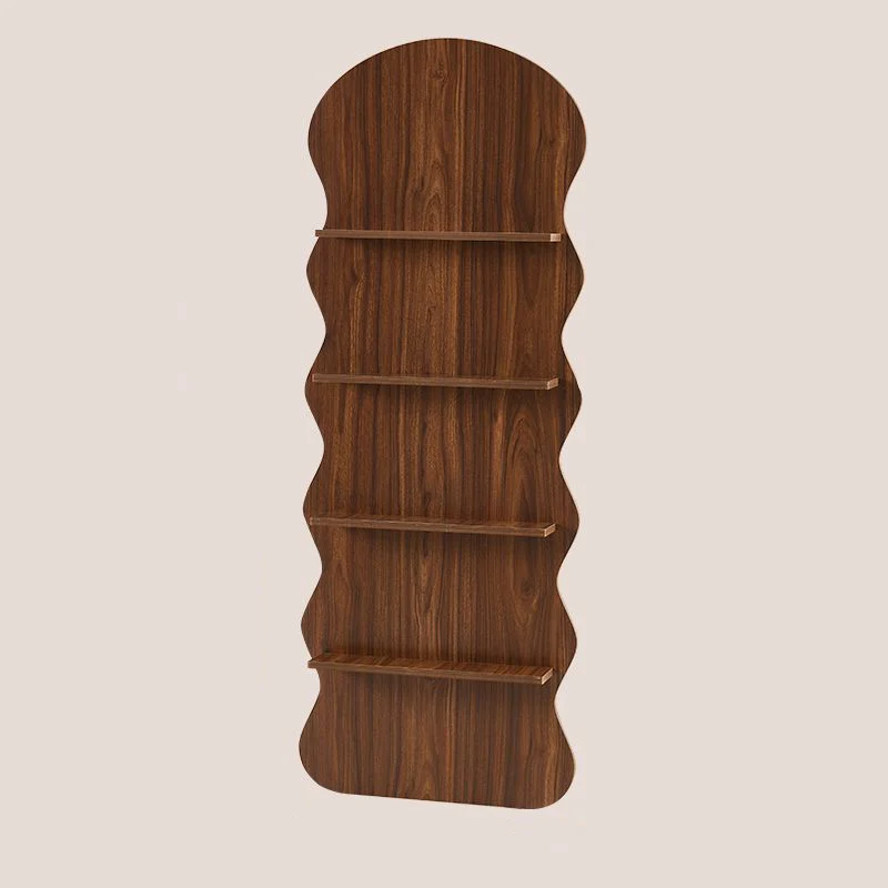 Contemporary Creative Engineered Wood Wavy Curved Display Shelf 2/3/4-Tier For Living Room