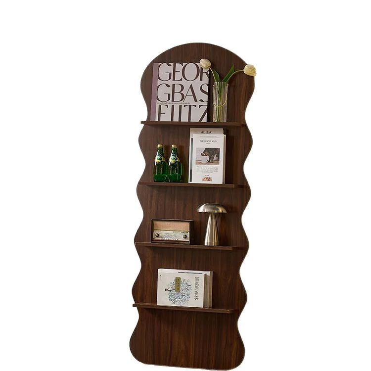 Contemporary Creative Engineered Wood Wavy Curved Display Shelf 2/3/4-Tier For Living Room