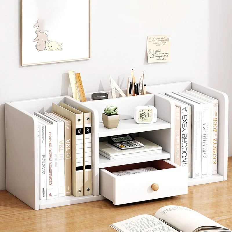 Modern Minimalist MDF Rectangular Desktop Storage Shelf With 1 Drawer For Living Room