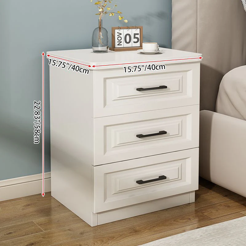 Traditional Chinese MDF Pine Wood Drawers Square Nightstand 2/3 Drawer For Bedroom