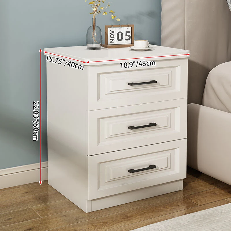 Traditional Chinese MDF Pine Wood Drawers Square Nightstand 2/3 Drawer For Bedroom