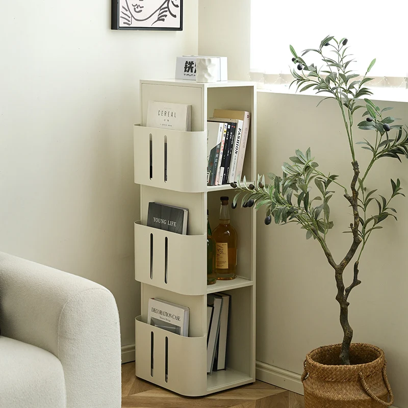 Modern Minimalist Carbon Steel Rectangular Bookshelf With 4 Tiers & 3 Storage For Living Room & Home Office