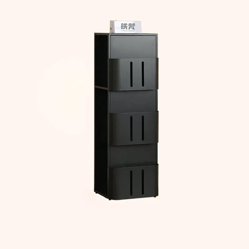 Modern Minimalist Carbon Steel Rectangular Bookshelf With 4 Tiers & 3 Storage For Living Room & Home Office