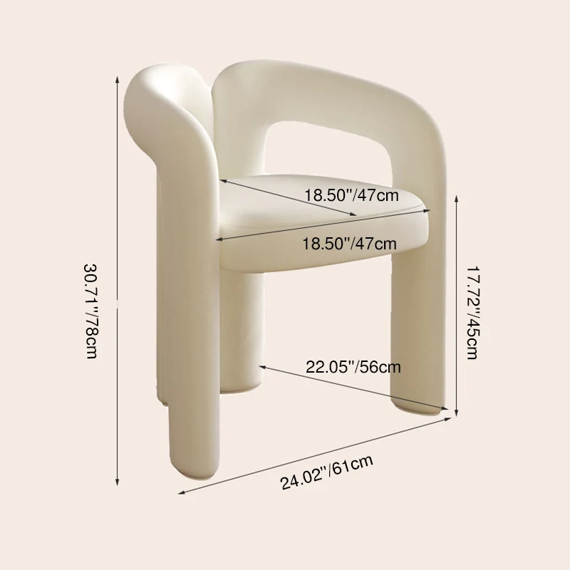 Contemporary Creative Velvet Metal Rounded Curved Cylindrical Vanity Chair With Armrests Backrest For Bedroom