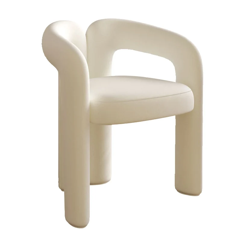 Contemporary Creative Velvet Metal Rounded Curved Cylindrical Vanity Chair With Armrests Backrest For Bedroom