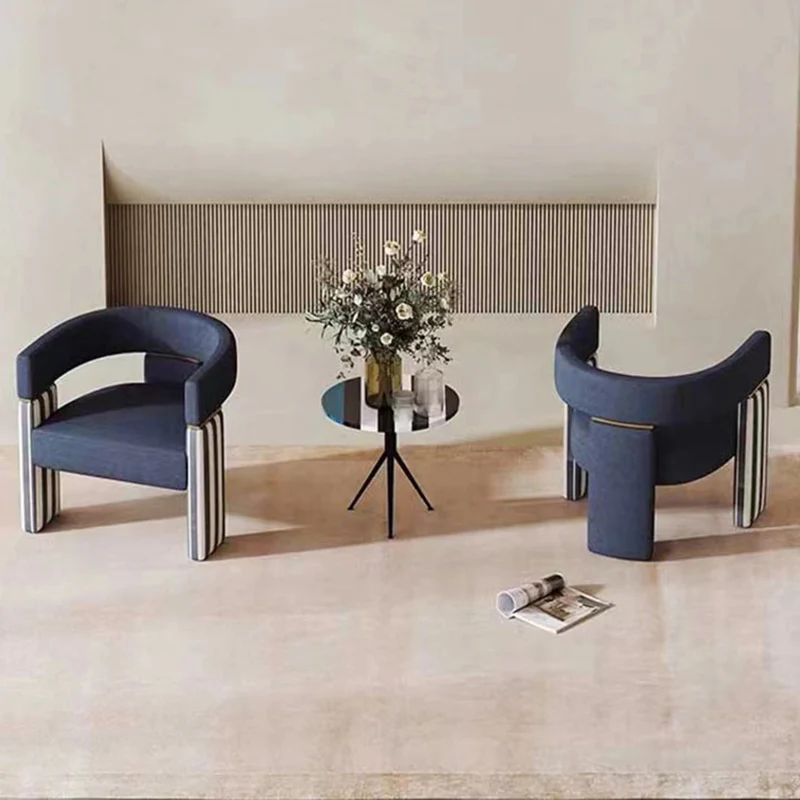 Contemporary Scandinavian Velvet Metal Plywood Curved Rectangular Accent Chair With Armrests Backrest For Living Room