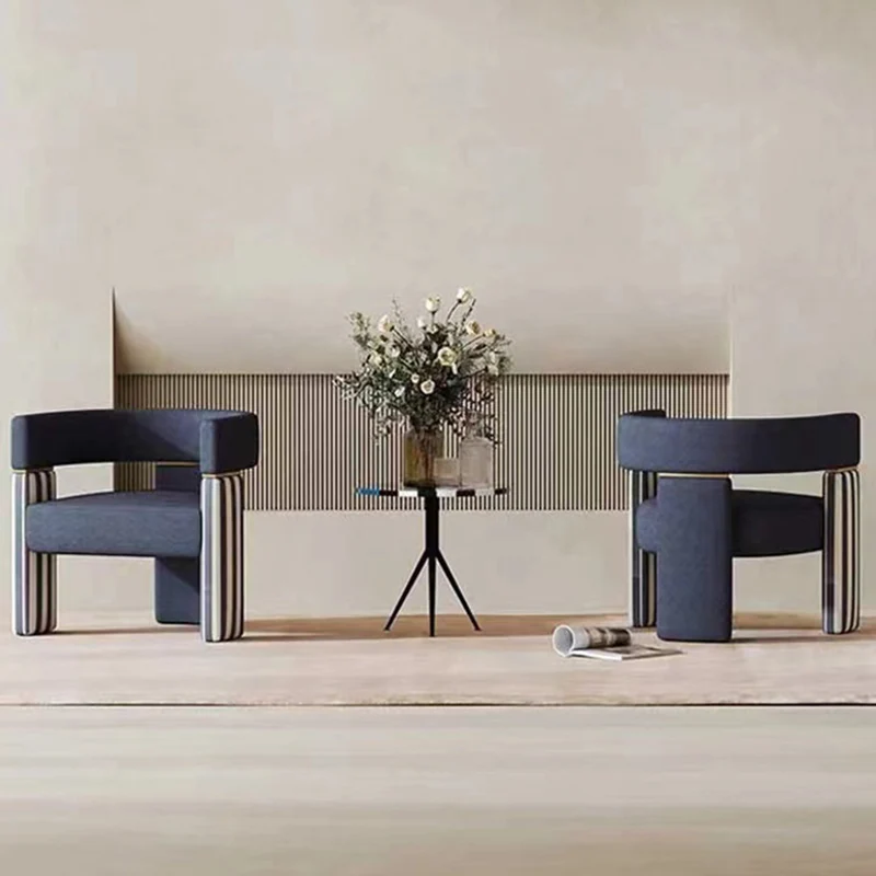 Contemporary Scandinavian Velvet Metal Plywood Curved Rectangular Accent Chair With Armrests Backrest For Living Room