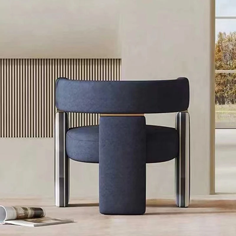 Contemporary Scandinavian Velvet Metal Plywood Curved Rectangular Accent Chair With Armrests Backrest For Living Room