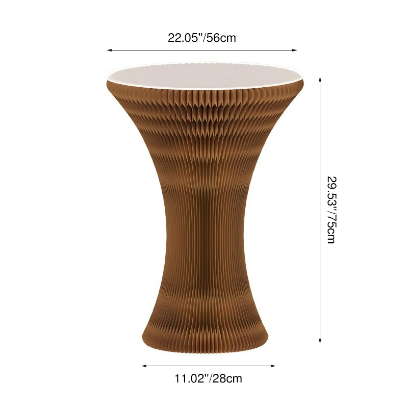 Contemporary Creative Kraft Paper PU Leather Acrylic Curved Round Side Table 1-Tier For Living Room