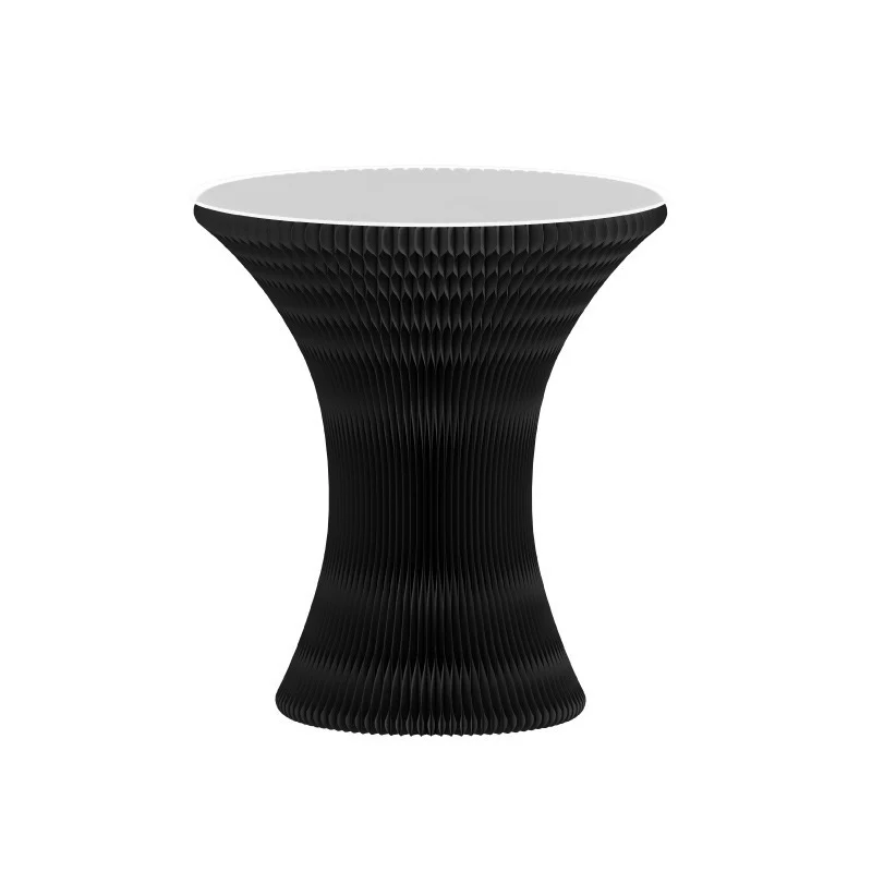 Contemporary Creative Kraft Paper PU Leather Acrylic Curved Round Side Table 1-Tier For Living Room