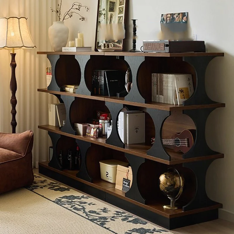 Traditional French Engineered Wood Curved Square Storage Shelf 3-Tier For Living Room