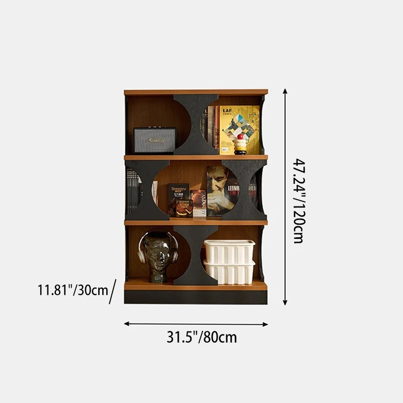 Traditional French Engineered Wood Curved Square Storage Shelf 3-Tier For Living Room