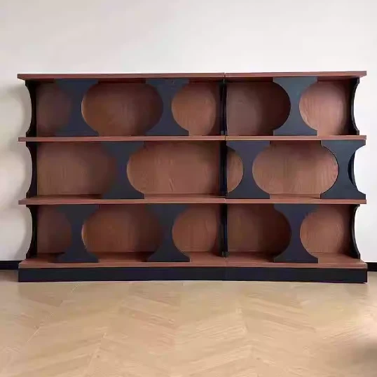 Traditional French Engineered Wood Curved Square Storage Shelf 3-Tier For Living Room