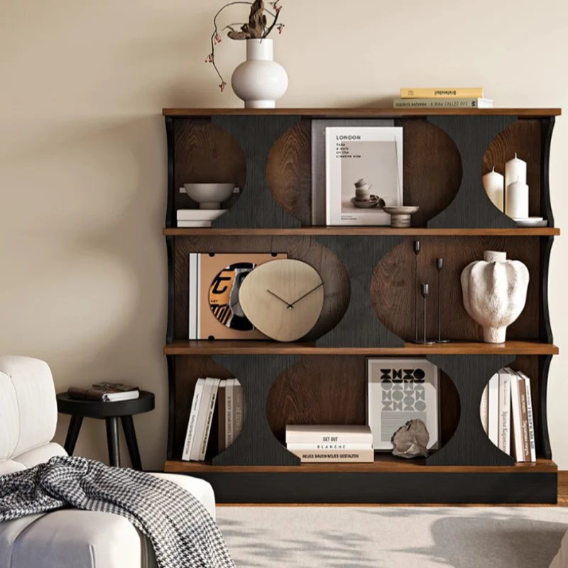 Traditional French Engineered Wood Curved Square Storage Shelf 3-Tier For Living Room