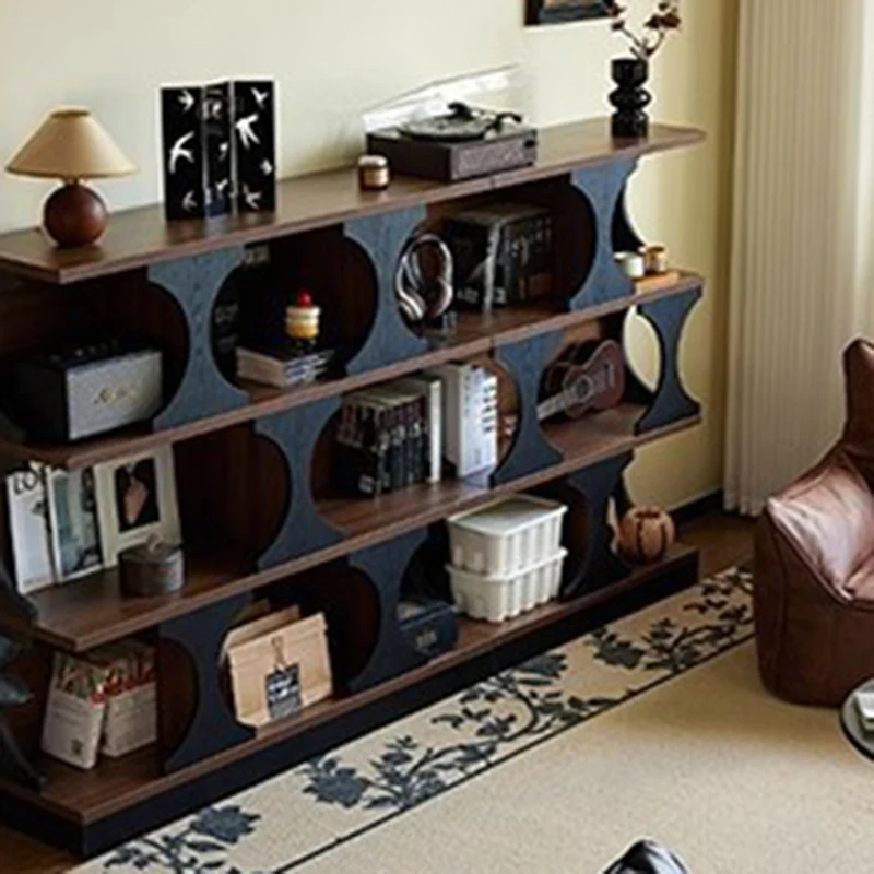 Traditional French Engineered Wood Curved Square Storage Shelf 3-Tier For Living Room