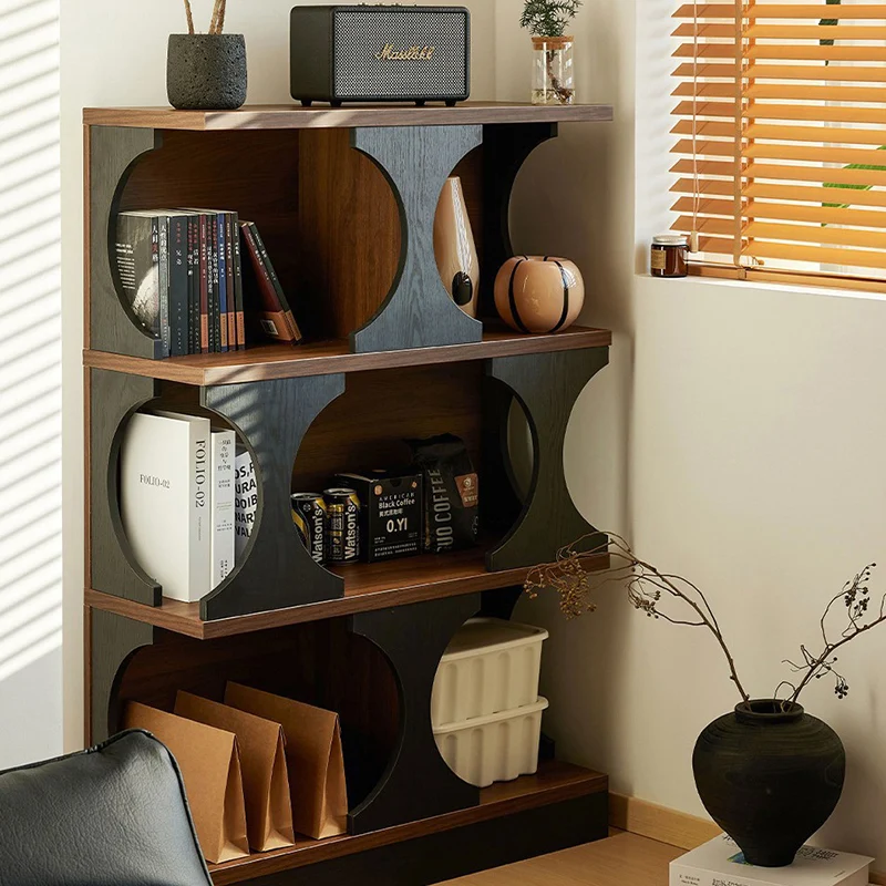Traditional French Engineered Wood Curved Square Storage Shelf 3-Tier For Living Room