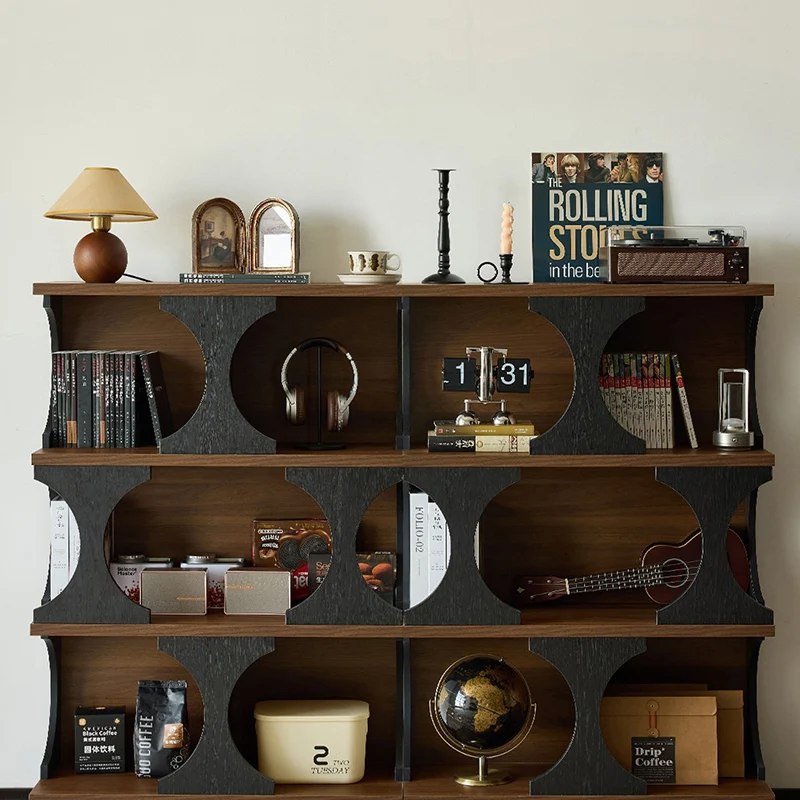 Traditional French Engineered Wood Curved Square Storage Shelf 3-Tier For Living Room