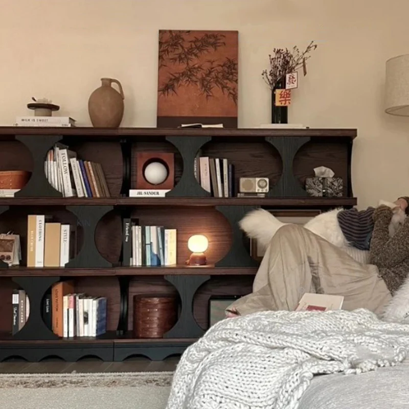 Traditional French Engineered Wood Curved Square Storage Shelf 3-Tier For Living Room