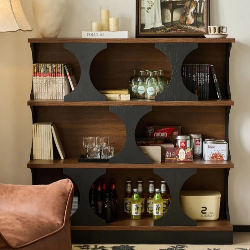 Traditional French Engineered Wood Curved Square Storage Shelf 3-Tier For Living Room