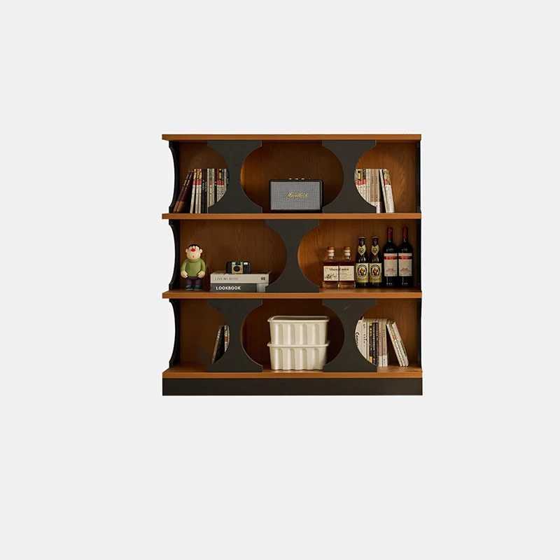 Traditional French Engineered Wood Curved Square Storage Shelf 3-Tier For Living Room