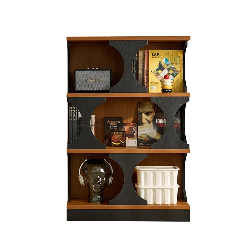 Traditional French Engineered Wood Curved Square Storage Shelf 3-Tier For Living Room