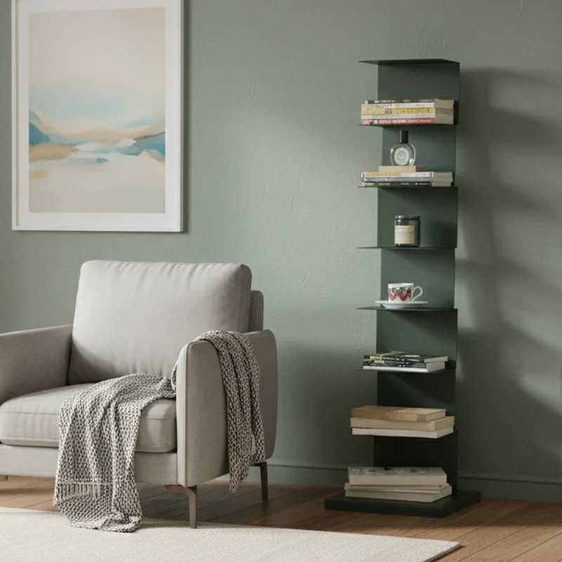 Modern Minimalist Iron Rectangular Floor Standing Bookshelf 6/7-Tier For Living Room & Home Office & Bedroom Storage