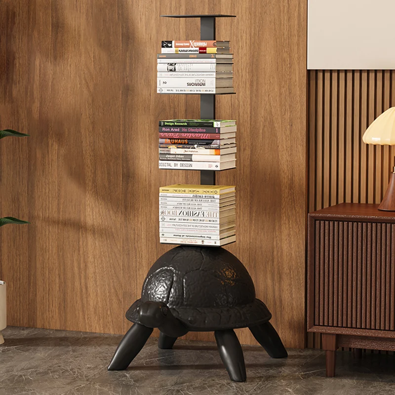 Contemporary Creative Round Turtle-Shaped Carbon Steel Bookshelf 4-Tier For Living Room