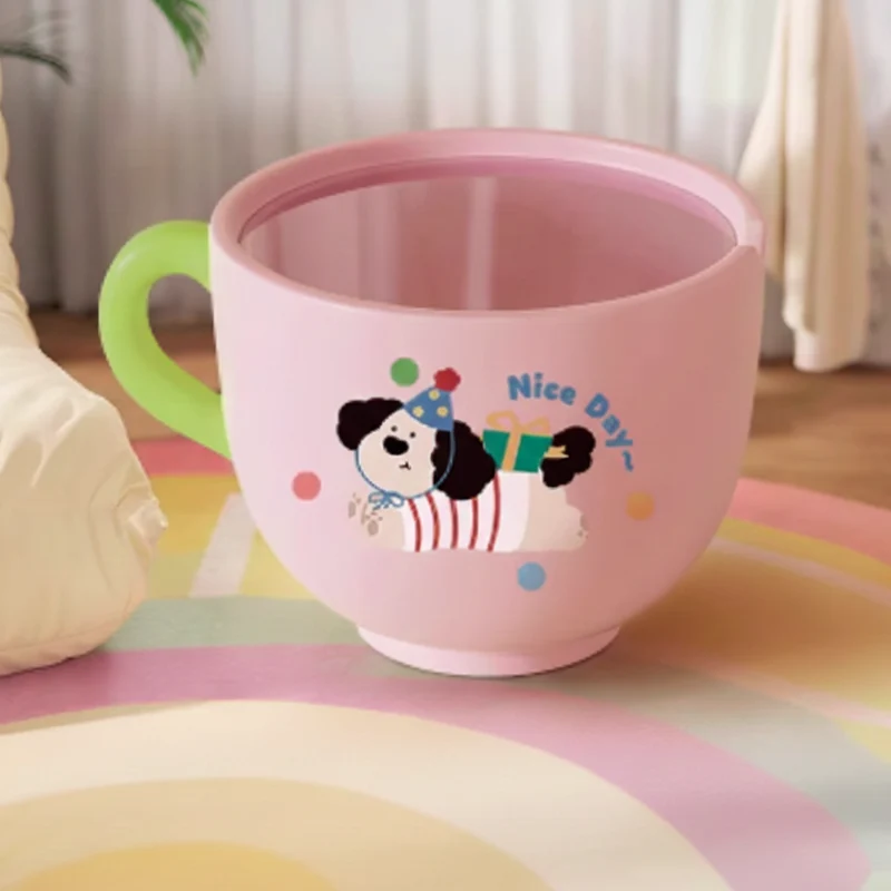 Contemporary Creative Round Resin Tempered Glass Coffee Cup-Shaped Kids Storage Side Table 1-Cabinet For Living Room