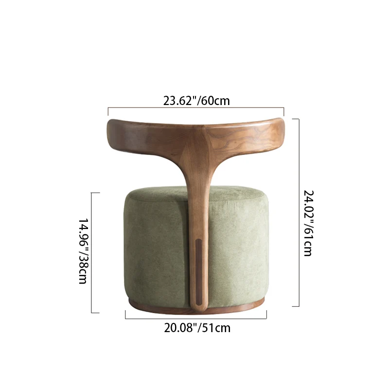 Contemporary Nordic Semi-circle Cotton-linen Ash Wood Accent Chair Backrest Armless For Living Room