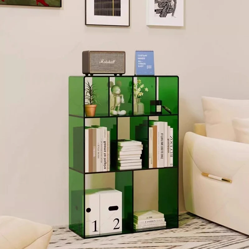 Modern Minimalist Acrylic Rectangular Storage Bookshelf 3-Tier For Home Office