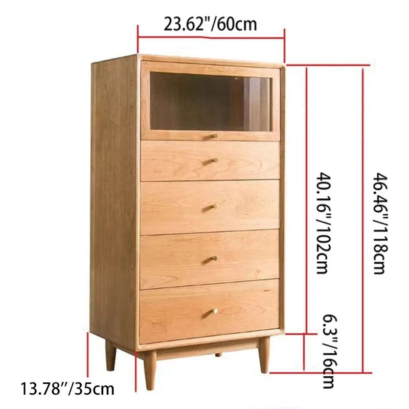 Modern Minimalist Trapezoid Pine Wood Plywood Large Capacity Sideboard 4-Drawer For Dining Room